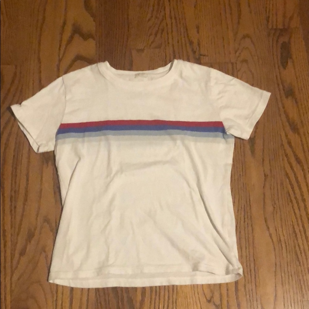 white rainbow stripe t shirt brandy melville